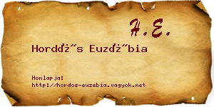 Hordós Euzébia névjegykártya